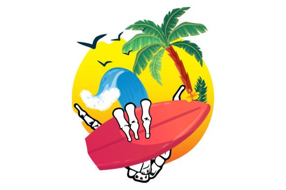 Skeleton Summer Graphics for Casual T-Shirt Designs