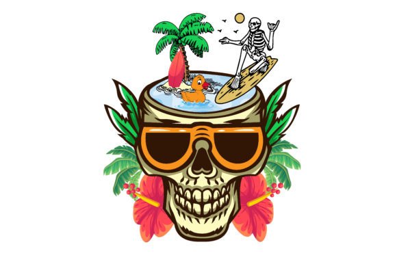 Summer Vibes Skeleton Graphics for T-Shirt Designs & Craft Projects